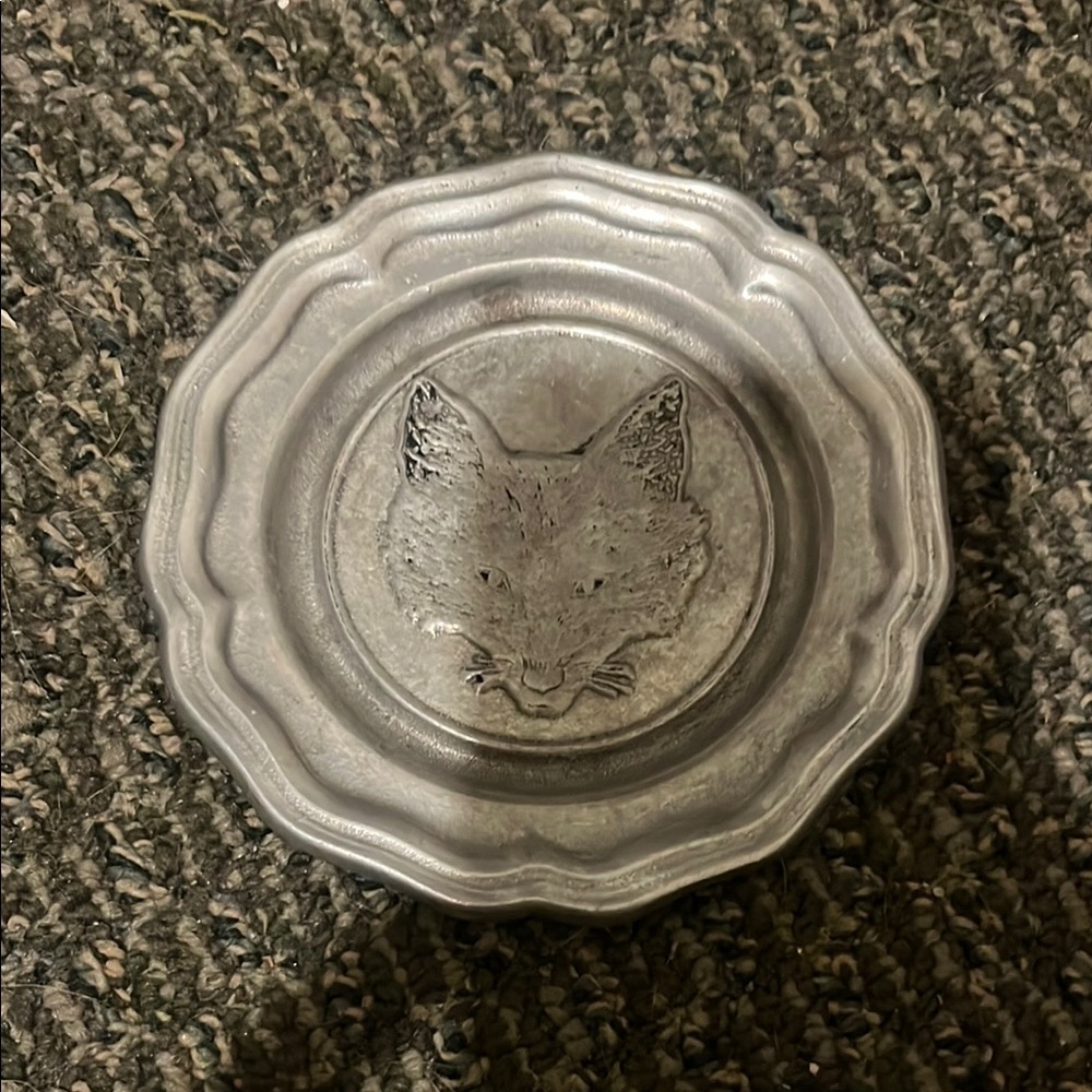 Very Rare Fox Pewter plate by Wilton